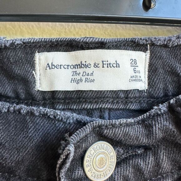 Abercrombie & Fitch The Dad High Rise Straight Black Button Fly Jeans Size 28/6 - Picture 5 of 7